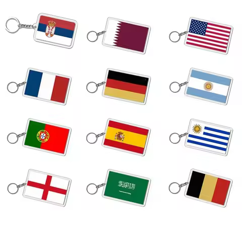 National Flag Keychain Serbia Spain Argentina USA Brazil France Portugal Denmark Poland Tunisia Flag