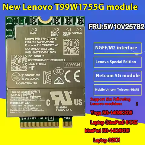 New T99W175 Qualcomm X55 5G 4G Module FRU 5W10V25782 for ThinkPad T14S X1 X13 P1 Laptop