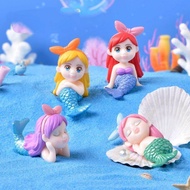 4pcs [1set] miniatur resin topper cake boneka baby bayi mermaid duyung dekorasi rumah boneka terrari