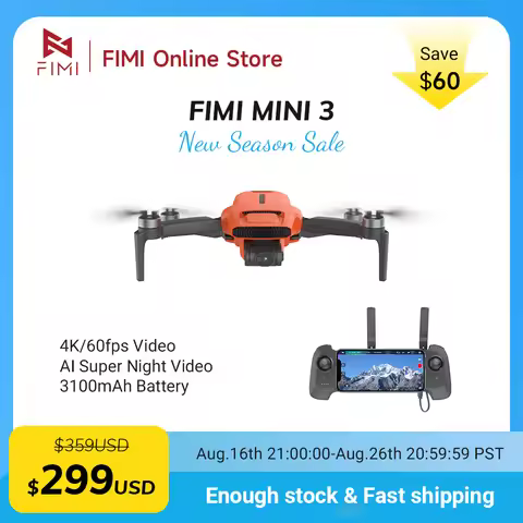 FIMI MINI 3 4K HDR Camera Drone, 3-Axis Gimbal Stabilization, 9KM Video Transmission, Foldable GPS R