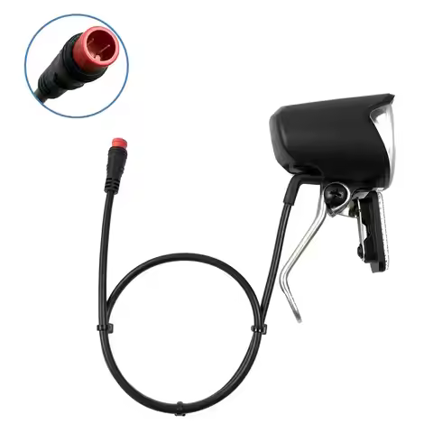 1pcs 6V-60V Electric Bicycle LED Lighting Headlight Black ABS Waterproof SM Connection Port Night Ri