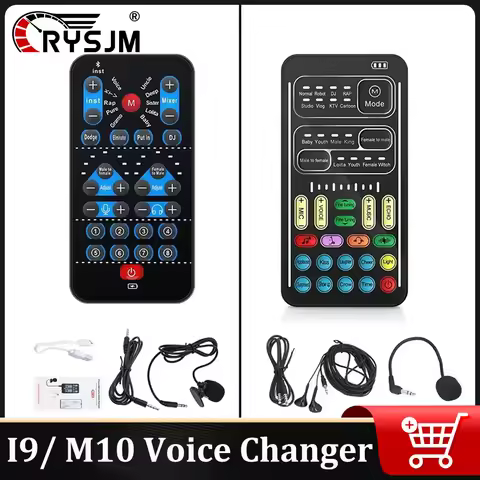 I9/M10 Voice Changer Speaker Set Live Sound Card + Microphone + Headphones Male Female Voice Fine Tu