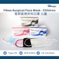 YIBON Disposable Surgical Face Masks for Children 3-Ply CE Certified 50pcs/Box, black pink white blue