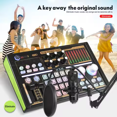 DJ18 Sound Card Studio Record Professional Mixer Singing Noise Reduction Microphone Voice BM800 Live
