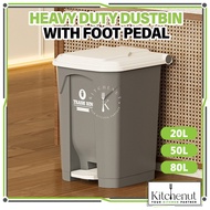 [20L/50L/80L] Kitchenut Restroom Waste Bin Tong Sampah Dapur Rubbish Bin with Foot Pedal Kitchen Tra