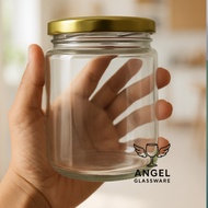 / 6 (NATURAL) PCS 500ML BOTTLE + GOLD CAP 500ML CYLINDER JAR BOTTLE/ Cylinder Glass Jar Bottle/ 500 