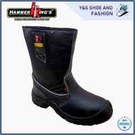 Hammer King's HK2 High Cut Slip On Black Anti Slip Safety Shoes Boots / Kasut Safety Kulit 15004