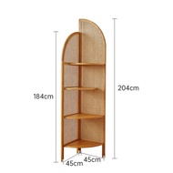 LaFloria® Mozo Corner Shelf/Rattan Corner Bookshelves/Wicker Corner Shelf/Retro Rattan Accent Shelf/