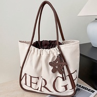 DYJKOUG Thêu Túi Tote MERGE tiếng Thái Di động Túi vải in chữ Thường ngày Thời trang Túi đeo vai có 