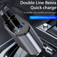Car Adaptor 120W Charge USB Type C Fast Charger Cable with Retractable Cords Fit for 16/15/14/13/12