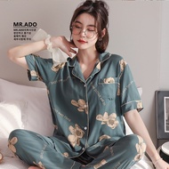 Korean pajama terno for women sleepwear for adult dress nightwear set fashion floral woman set homew