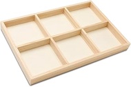 DIY Rectangle Wooden Divided Serving Tray 12 x 8-inch, Pack of 1 6-Section Candy Tray for Vegetable 