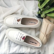 熱銷小白鞋 三孔鬆緊帶厚底休閒鞋小紅帽-白色女鞋
