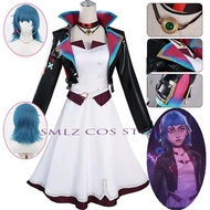 Anime LOL Arcane 2 Powder Cosplay Costume White Dress Jinx Cosplay Black Coat Dress Ekko Role Play F