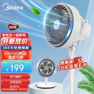 美的（Midea）空气循环扇家用电风扇 台立两用5叶涡轮对流落地扇 7米送风 客厅卧室办公室 白色台立两用款GAF20CB 循环空气风扇