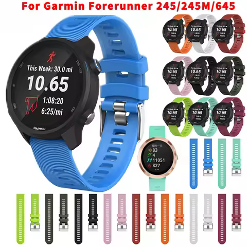 20mm Colorful Strap For Garmin Forerunner 245 245m 645 Music Vivomove 3 HR Sport Silicone Smart Watc