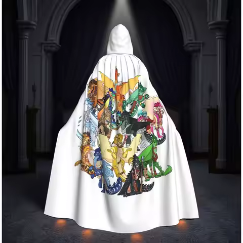 Wing Of Fire All Dragon Long Hooded Cloak Witch Medieval Costume Cosplay Cape HalloweenParty Adult U