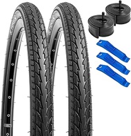 2 Pack 24" Bike Tires 24" x1.75/47-507 Plus 2 Pack 24" Bike Tubes 24x1.50/1.75 AV 33mm Valve Compatible with 24 x 1.75 Bike Tire and Tubes (Black)