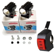 25W Lampu Mengemudi Mini Putih + Kuning Sepeda motor dipimpin lampu sorot meriam baja kecil dua warn