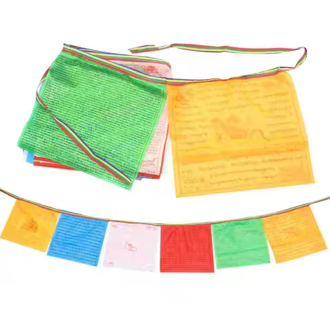20sheets Meditation Flag Satin Prayer Banners Nepal Home Prayer Flag Tibet Banner Garden Flags