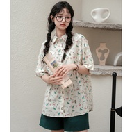 2337Y  Cartoon Shirt Women Printed Shirt Short Sleeve Shirt Full Printed Shirt Puppy Shirt Loose Shi