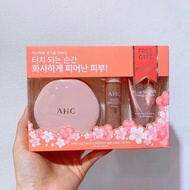 韓國 AHC粉色玻尿酸氣墊套 （氣墊1+精華10g+素顏霜10g）