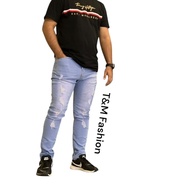 Seluar Slack Denim koyak / Ripped . 95% Cotton 5% Spandex