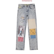 Drew Smiley Men's Trousers Bear Hailey Patch Trendy Men's Loose Hip-Hop Trousers Jeans ins Street We