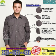 KEMEJA OUTDOOR SHIRT BIG SIZE (XXL-3XL-4XL) LONG SLEEVE GREY | CUFF SLEEVE