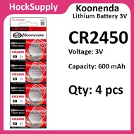 [4pcs] Koonenda CR2450 Battery Lithium Battery 3V 2450