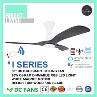 ECO-AIRX I Series 36/42/46/52/56" Dc-Eco Smart Ceiling Fan (SMART Wifi Enabled) + 20W Osram Dimmable RGB LED Light Kit
