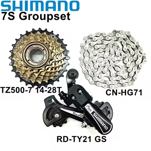 Shimano TY21 7 Speed Groupset RD-TY21 GS Bike Rear Derailleur TZ500-7 Cassette 14-28T 14-34T CN-HG71