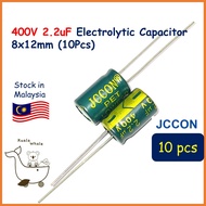 10PCS 400V 2.2uF Electrolytic Capacitor Kapasitor Elco 400V2.2UF 8x12mm JCCON