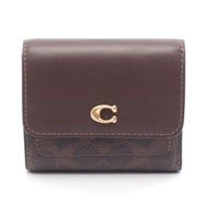 【二手】COACHMILA 三折錢包 CAT56B4MPL 楓木皮革 PVC 塗層帆布 女士三折錢包（全新）