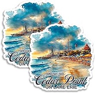 Cedar Point On Lake Erie Sandusky Ohio Magnet 4 inch 2 Pack Vinyl for Souvenir Gift Refrigerator Fri