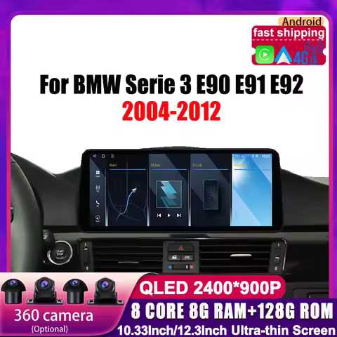 2400*900P Android 15 for BMW Serie 3 E90 E91 E92 2004-2012 12.3" ultra-thin Car Radio Video Multimed
