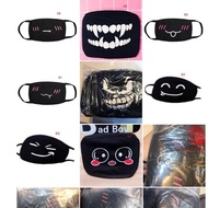 SG SUPPLIERS Black Cotton Dust Face Mask Mouth Mask Teeth Face Mask Kawaii Cartoon High Quality