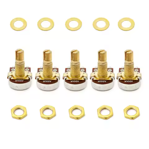 5pcs A500K Potentiometer Splined Small Pot Electric Guitar Bass Effect Amp Tone Volume 15mm Shaft Pa