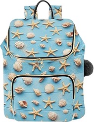 Seashells Starfish Blue Woman Light Purse Backpack, 15L Amusement Park Backpack