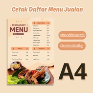 Print Menu List Paper Menu Book Menu Pricelist Warkop Menu Free Laminating and Design