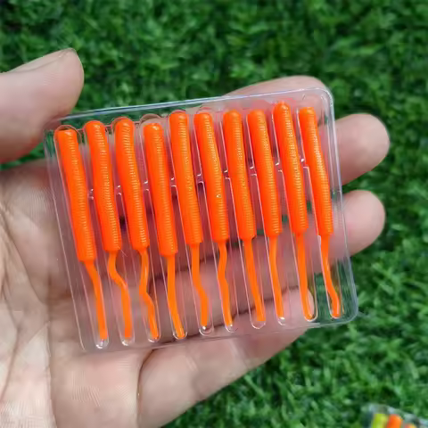 MUKUN Fishing Lure Mini Soft Worm Shrimp Jerkbait 10pcs 0.3g 4cm Ocean Rock Lure Bass Soft Fish Ajin