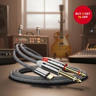 USB C to 6.35mm 1/4 inch Stereo Y Cable, Dual Output for Tablet  Kabel Stereo USB C ke 6.35mm 1/4 in