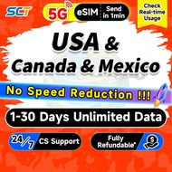 USA & Canada & Mexico eSIM 5G 1-30 Days 500MB-50GB Unlimited Data eSIM High Speed USA SIM
