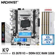 MACHINIST X99 Set Motherboard LGA 2011-3 Kit Xeon E5 2670 V3 CPU Processor 32G(4*8) DDR4 ECC RAM Memory NVME M. 2 SATA M-ATX K9 XJVW