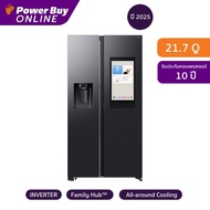 Samsung ตู้เย็น Side by Side Family Hub 21.7 คิว Inverter (สี Black Doi) รุ่น RS90F65A2FST