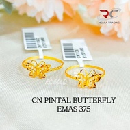 CINCIN PINTAL BUTTERFLY EMAS TULEN 375 CN PAHAT BAJET EMAS 375 CN BUTTERFLY PAHAT EMAS 375 SIMPLE FA
