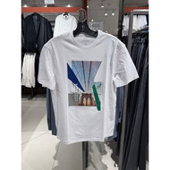 Armani Exchange/AX Men's and Women's Comfortable Landscape Printed Round Neck T-shirt