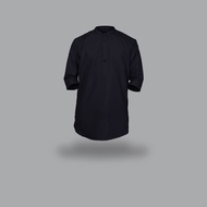 Khaf97 Pakistani Kurta Shirt 3/s4 Men's Gamis "Waleed" Plain Black Motif