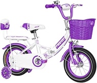 TING kids bike Foldable Children's Bicycle, Handlebar Seat Height Adjustable, With Auxiliary Wheels, 12/14/16/18 Inch, Three Colors Optional (Color : Purple, Size : 120x80cm)