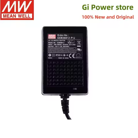 GSM36B 36W Mean Well AC-DC Reliable Green Medical Adaptor GSM36B05-P1J GSM36B07-P1J GSM36B12-P1J GSM